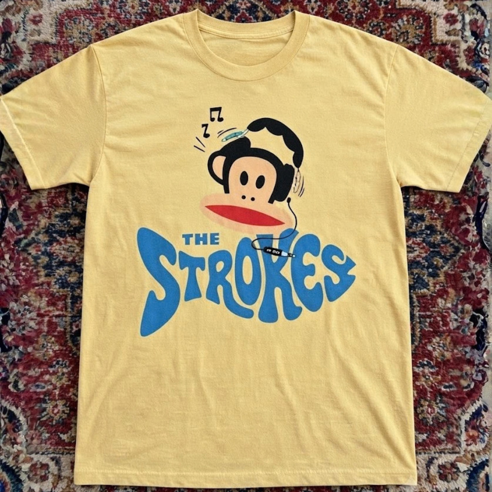 The Strokes Paul Frank Wearing Headphones Indie Rock Logo T-Shirt